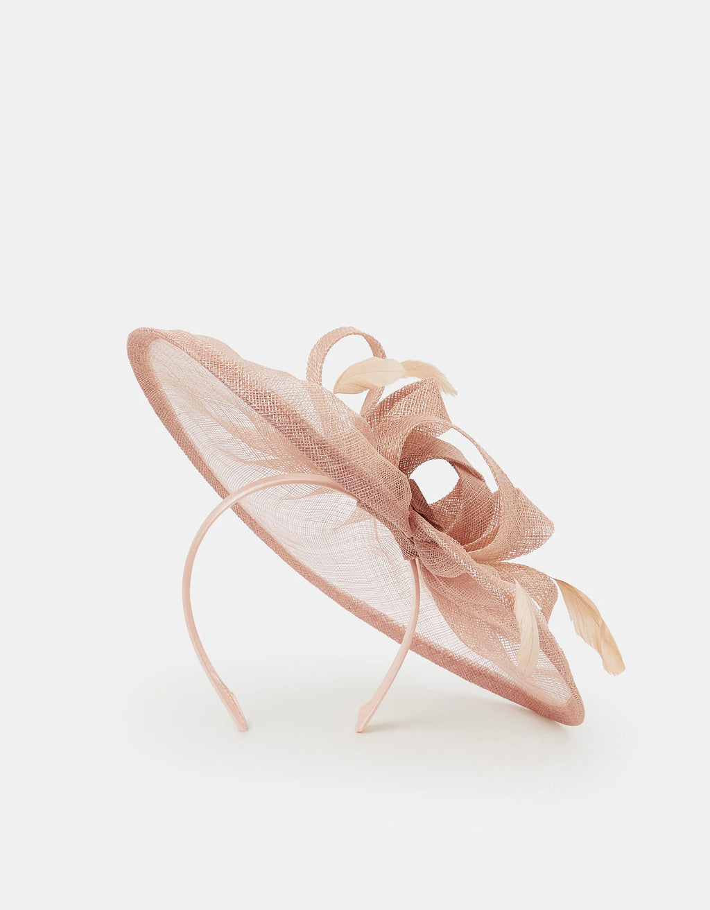 BOW FEATHER DISC FASCINATOR PINK