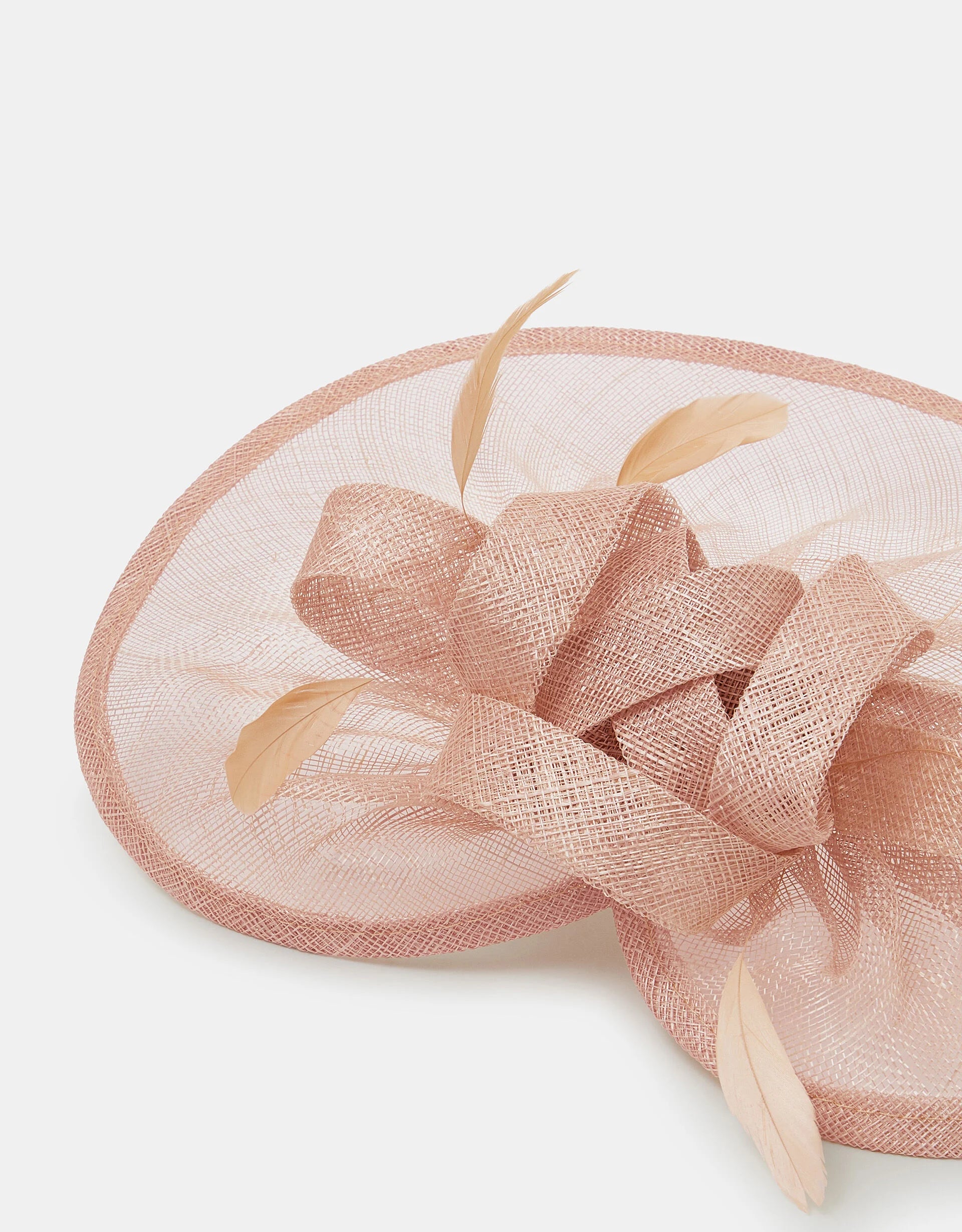 BOW FEATHER DISC FASCINATOR PINK