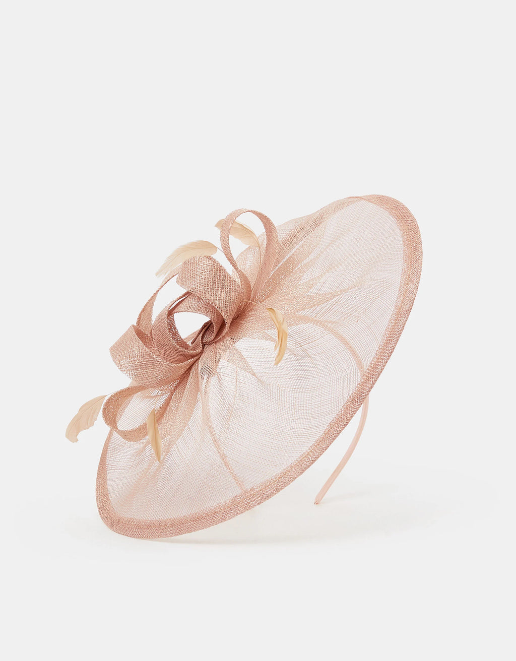BOW FEATHER DISC FASCINATOR PINK