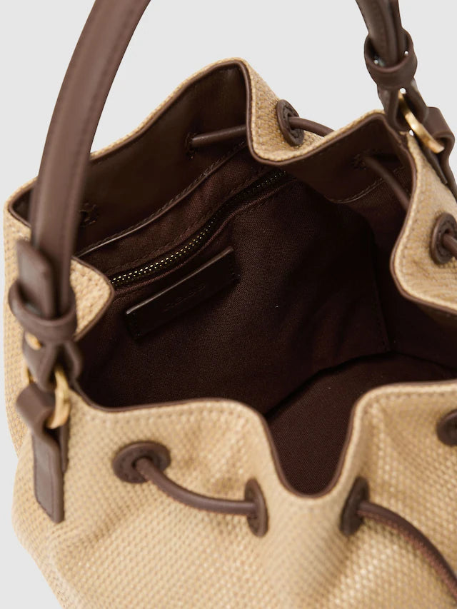 Natural Evie Raffia-Effect Drawcord Bucket Bag