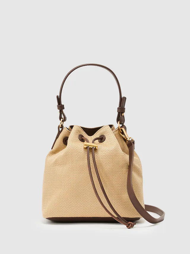 Natural Evie Raffia-Effect Drawcord Bucket Bag